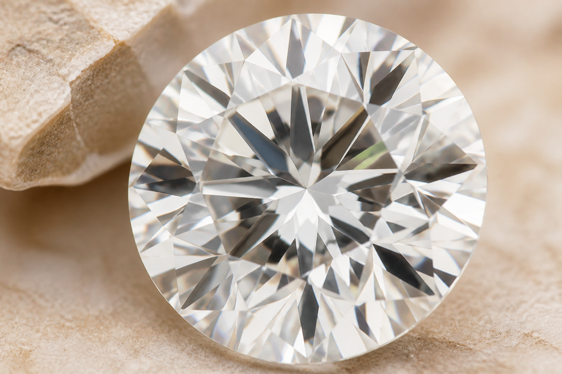 Macro of diamond facets catching soft light