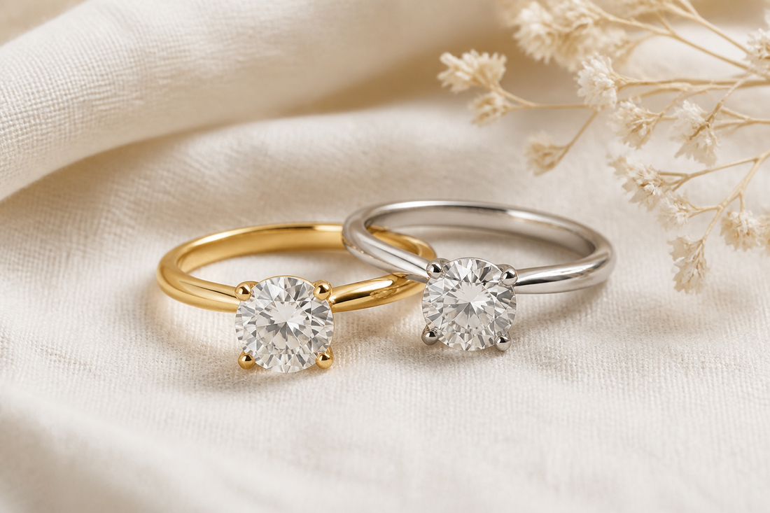 Yellow gold and platinum bands side by side
