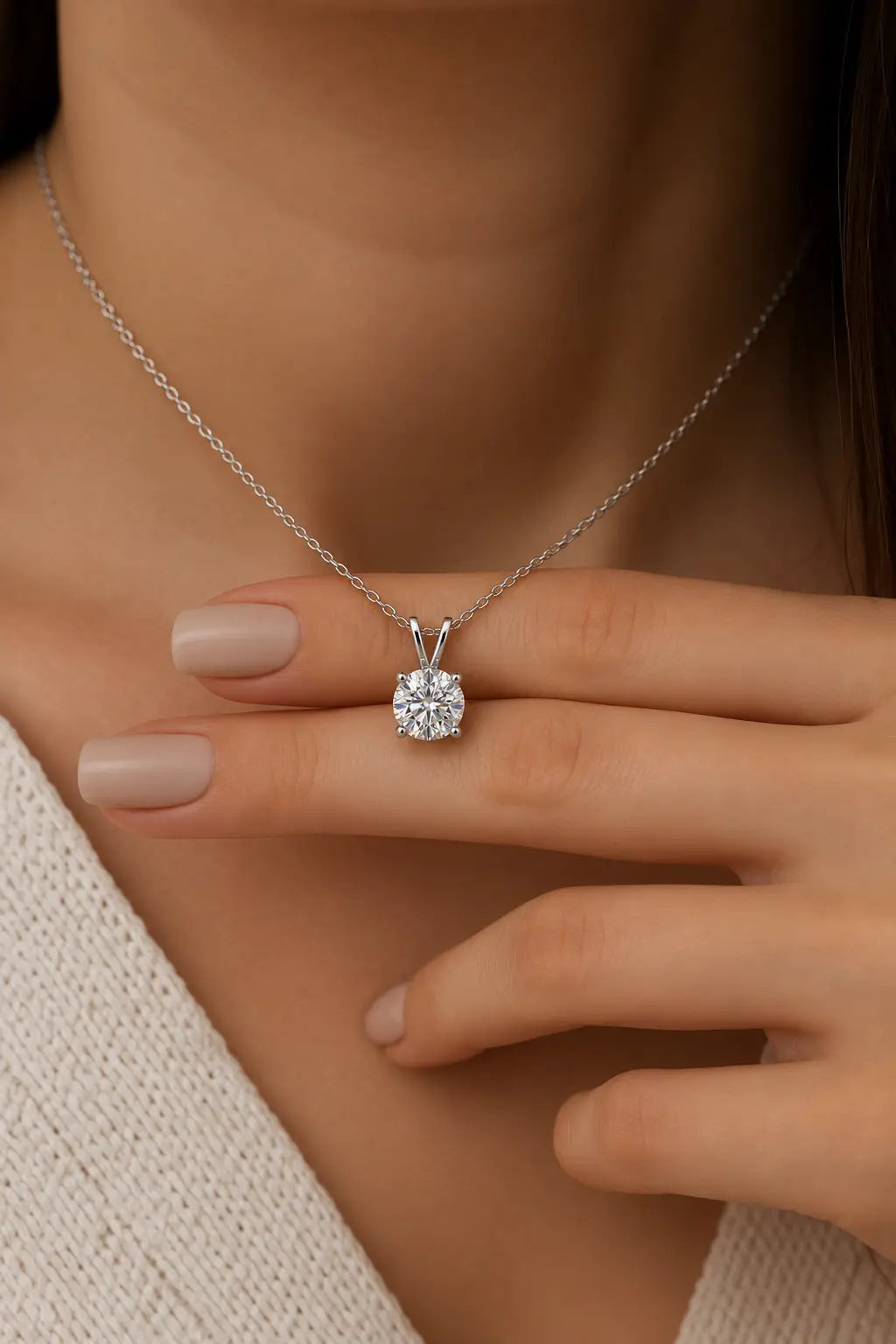 Solitaire diamond pendant