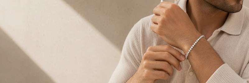 Man wearing a diamond bracelet