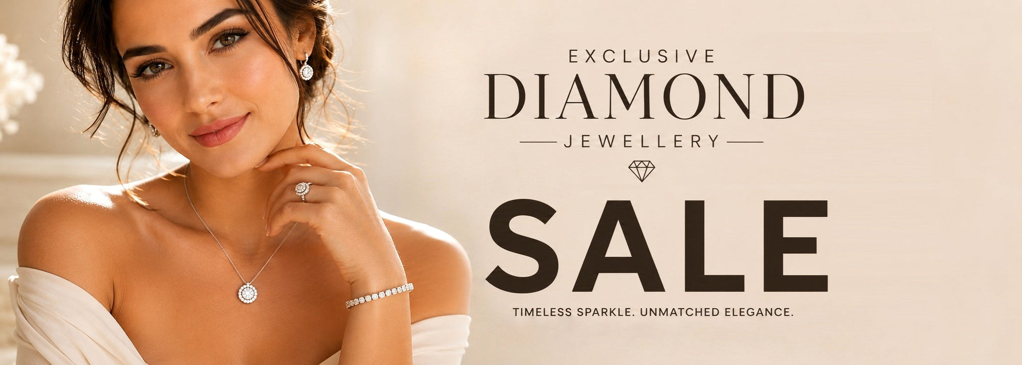 Amada Diamonds sale – model wearing fine diamond jewellery