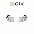 GIA Certified 0.40ct Natural Earth Mined Round Diamond Stud Earring 18k White Gold