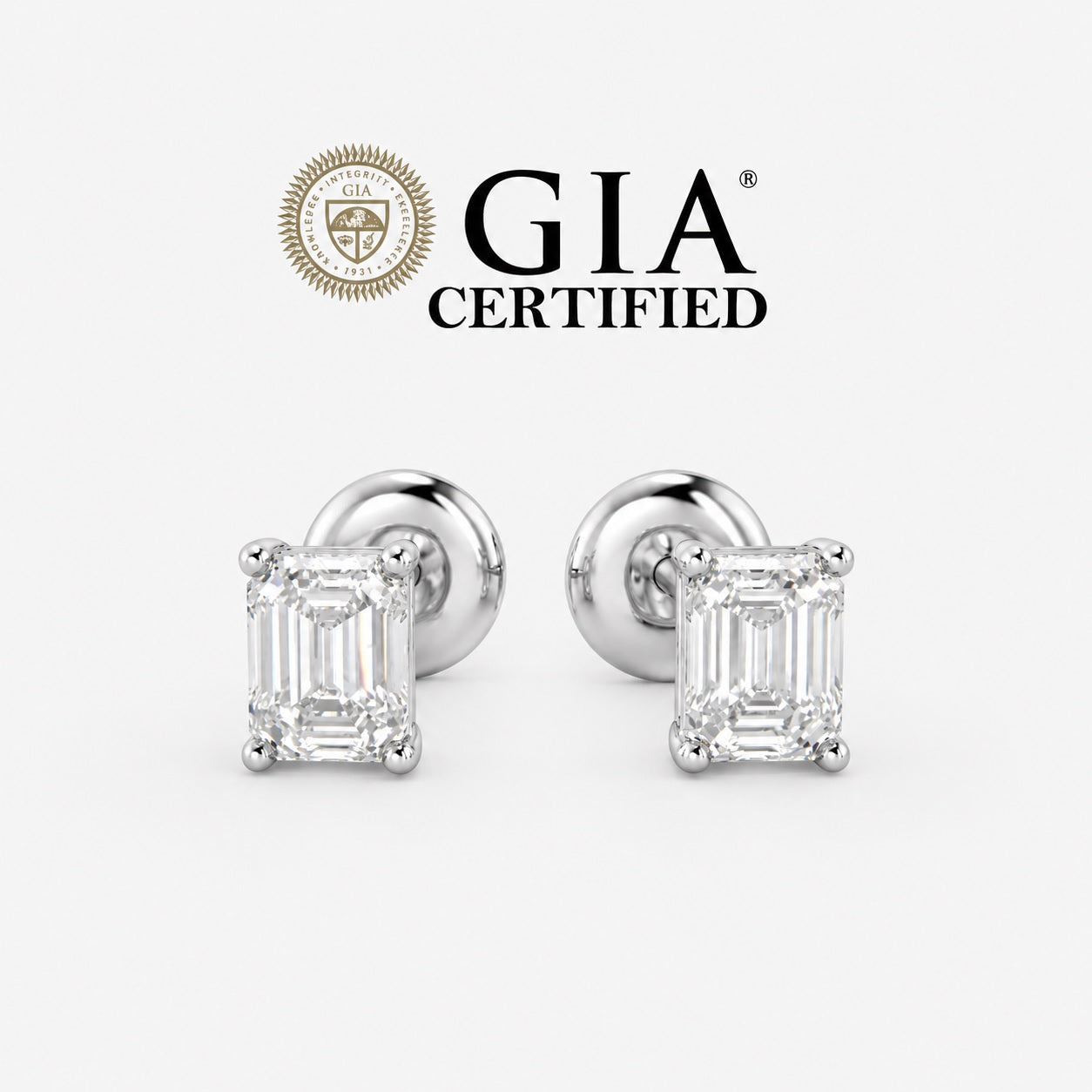 GIA Certified E/VVS2 0.30 Carat Emerald Stud Earrings 950 Platinum