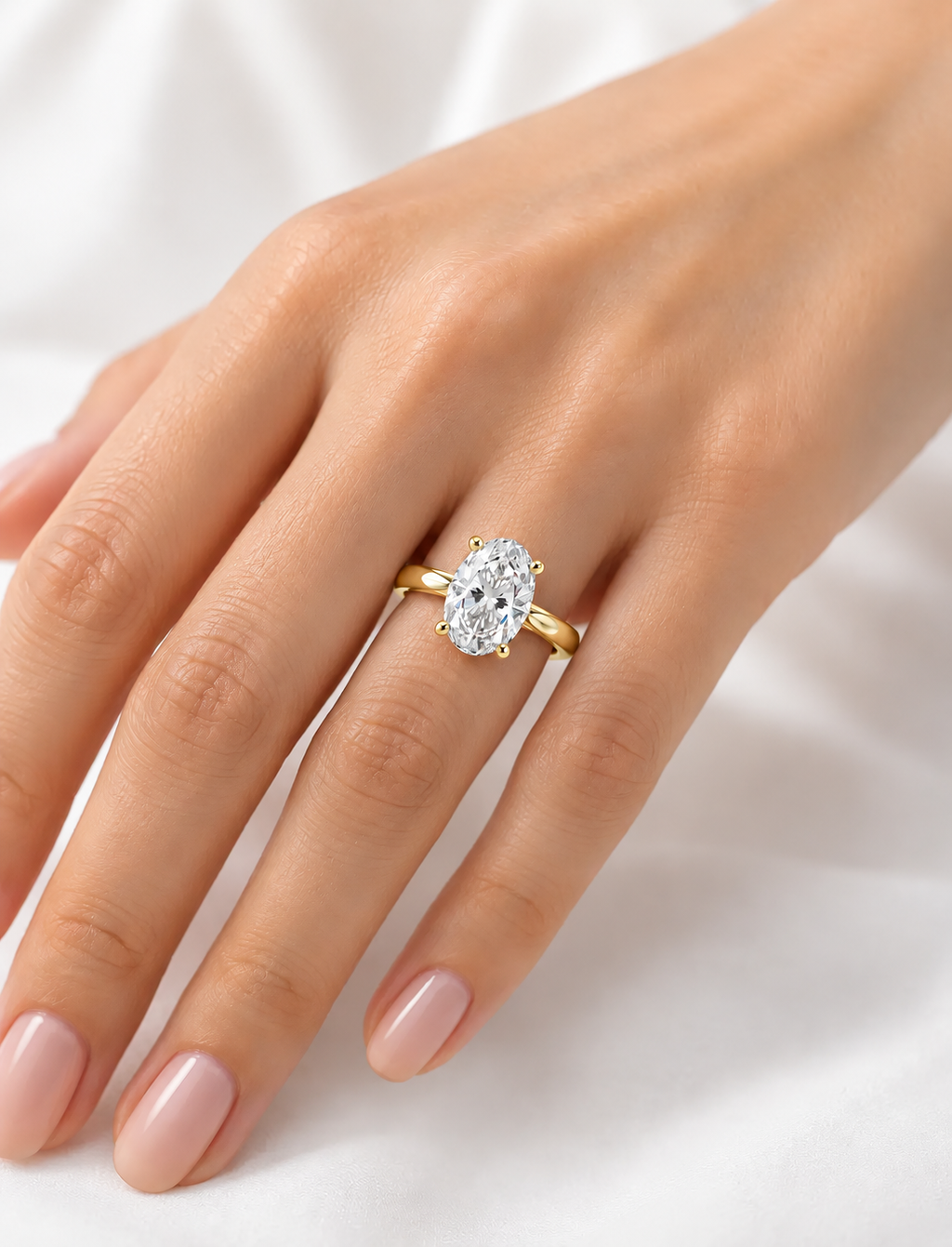 Oval Diamond Solitaire Engagement Ring IGI Lab Grown in 18K Yellow Gold 3.05 Ct