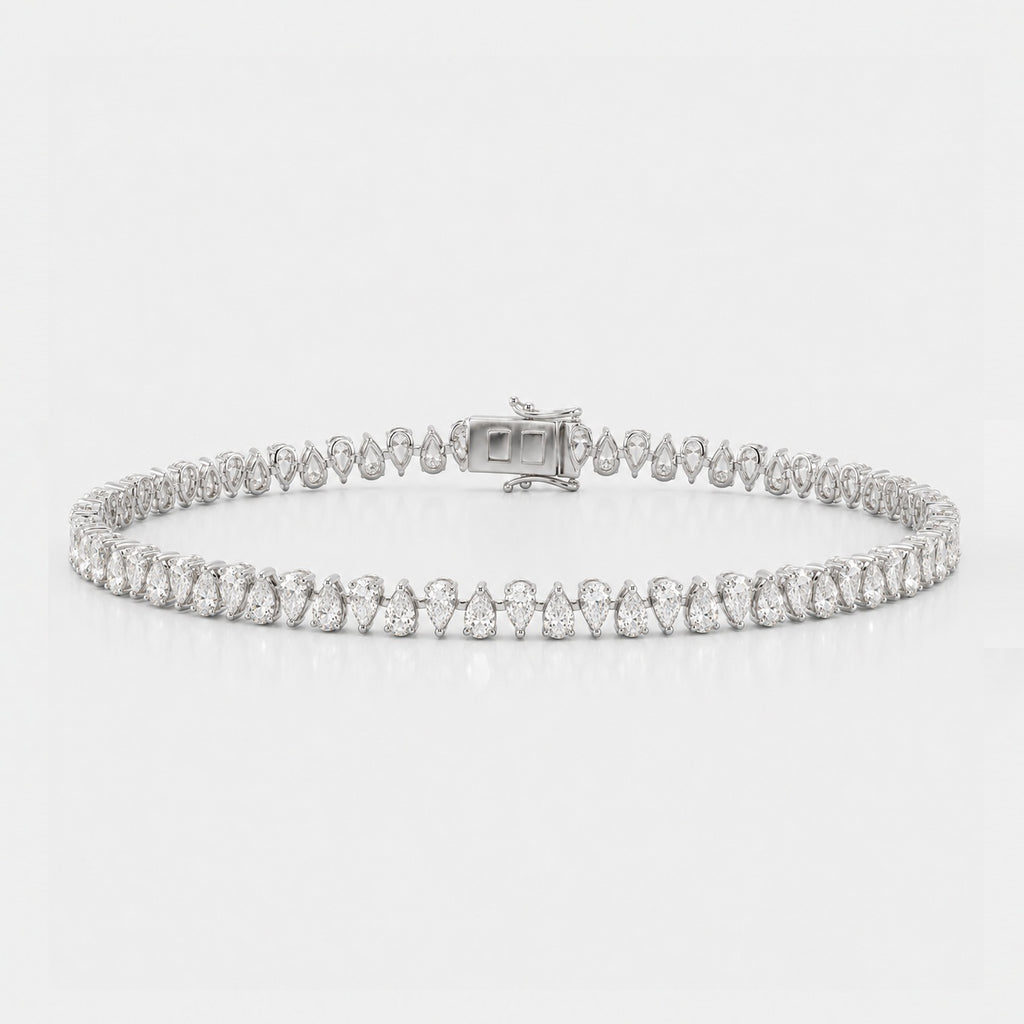Zig-Zag Pear Lab-Grown Diamond Tennis Bracelet in Gold & Platinum (10–30ct)