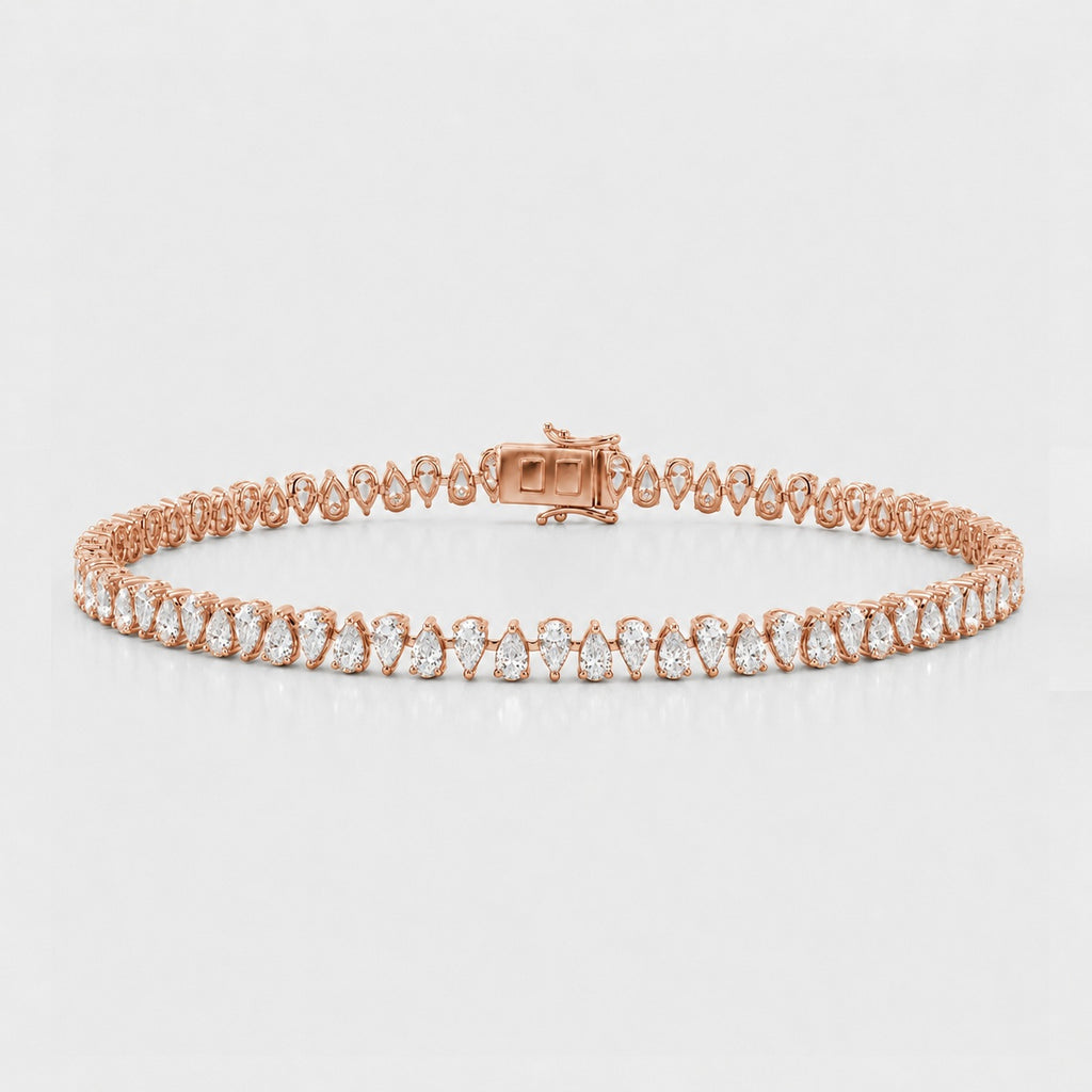 Zig-Zag Pear Lab-Grown Diamond Tennis Bracelet in Gold & Platinum (10–30ct)