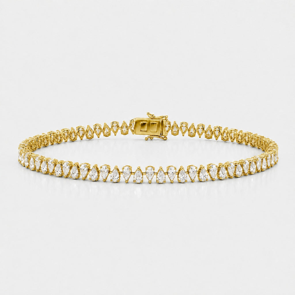 Zig-Zag Pear Lab-Grown Diamond Tennis Bracelet in Gold & Platinum (10–30ct)