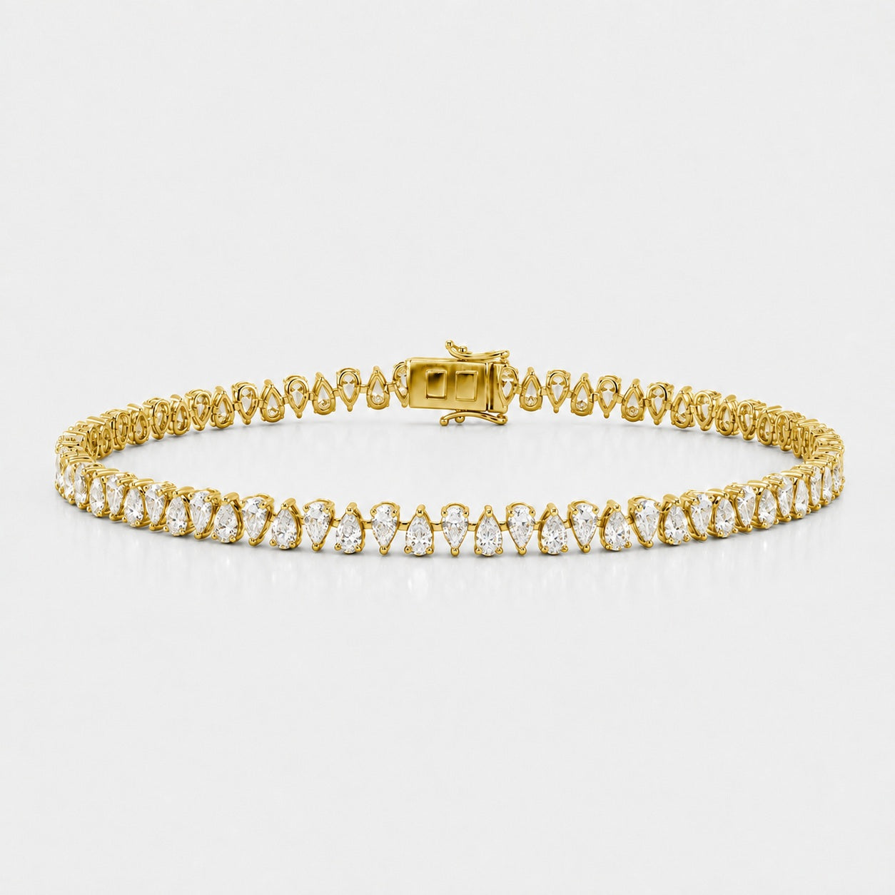 Zig-Zag Pear Lab-Grown Diamond Tennis Bracelet in Gold & Platinum (10–30ct)