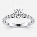 IGI Certified Lab Grown Classic Round Brilliant Cut Diamond Pavé Solitaire Engagement Ring in Gold & Platinum – 1–5Ct