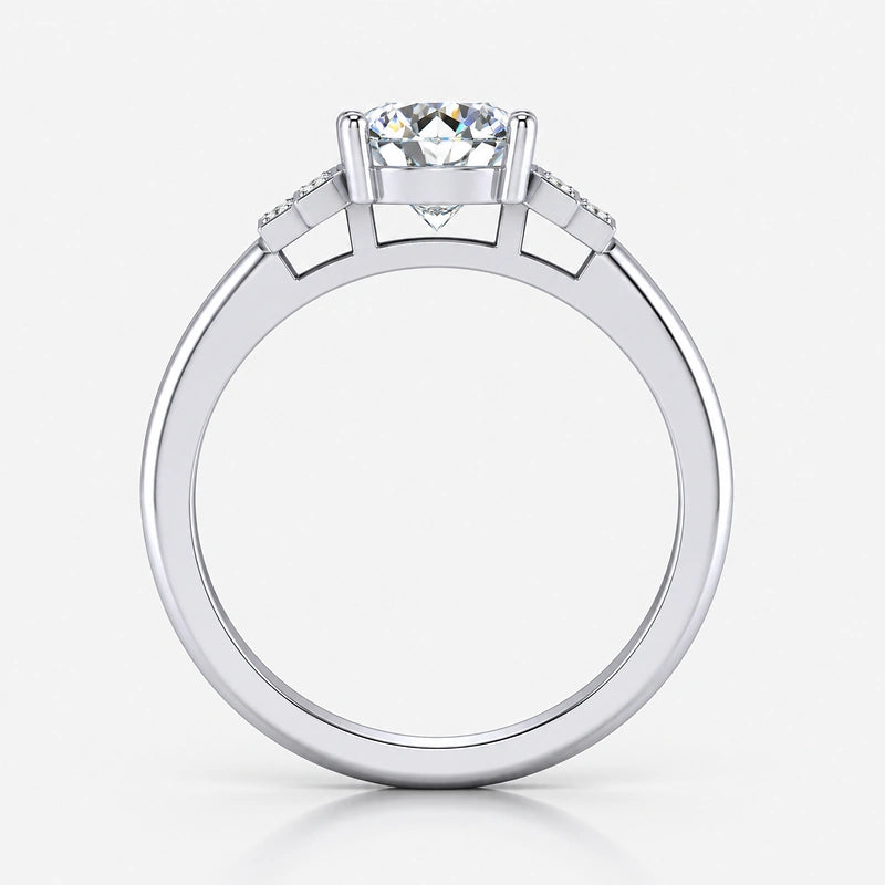 IGI Certified Lab Grown Round Brilliant Cut Art Deco Diamond Engagement Ring in Gold & Platinum – 1–5Ct