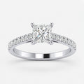 Modern Princess-Cut Diamond IGI Certified Lab Grown Solitaire Ring with Side Claw & Pave-Set Diamonds in Gold & Platinum