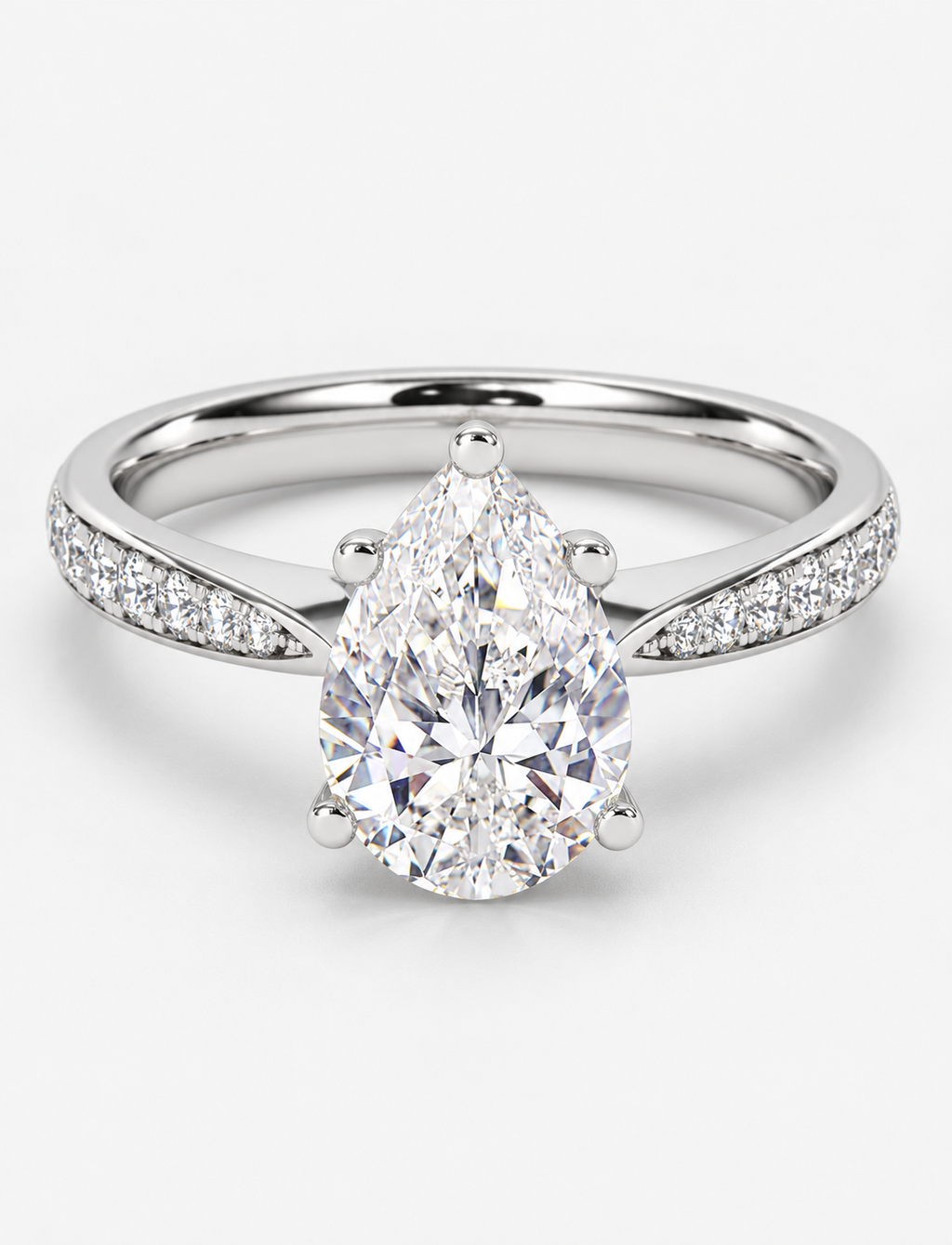 Pear Diamond Engagement Ring Platinum Labgrown 3.25 Ct Solitaire