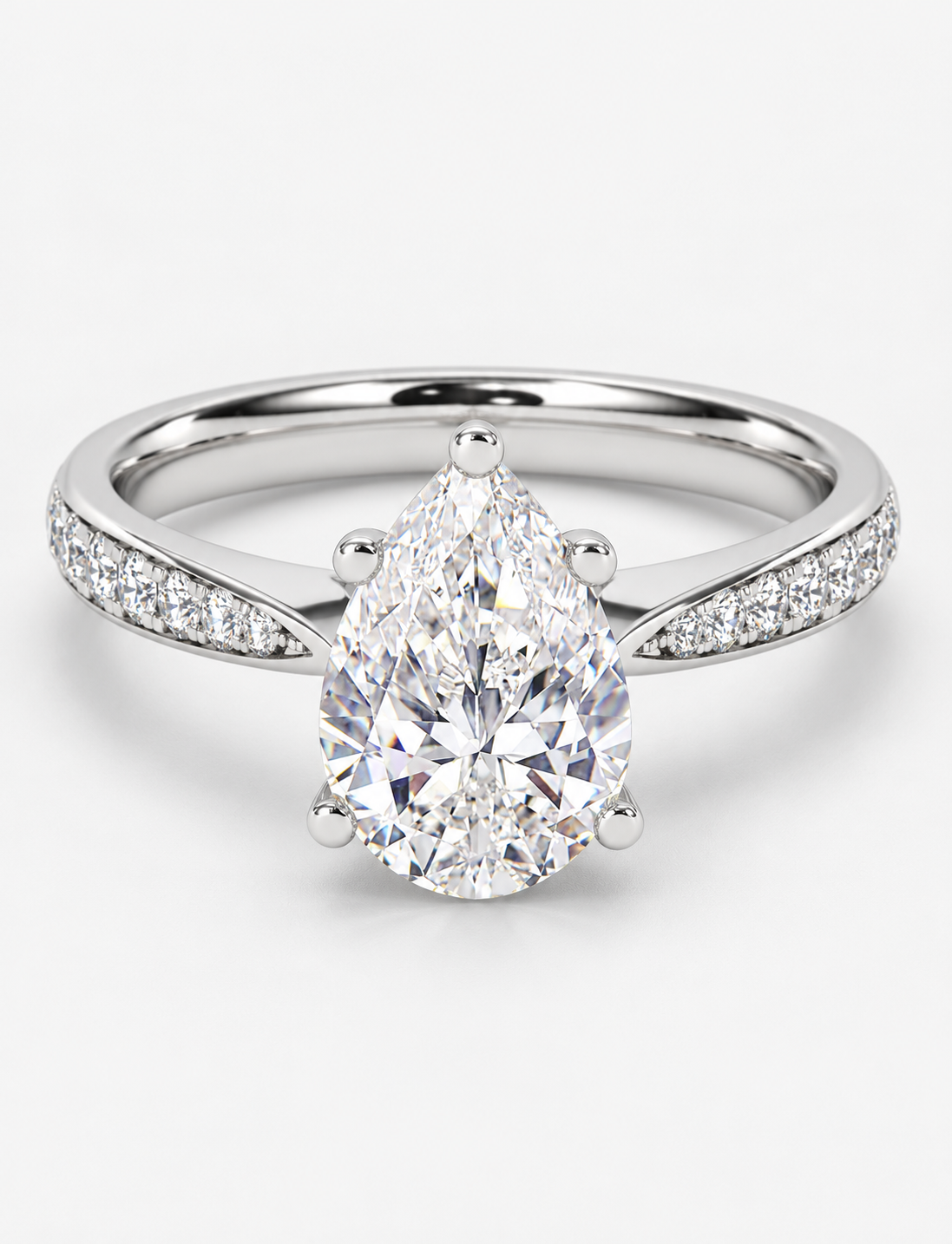 Pear Diamond Engagement Ring Platinum Labgrown 3.25 Ct Solitaire