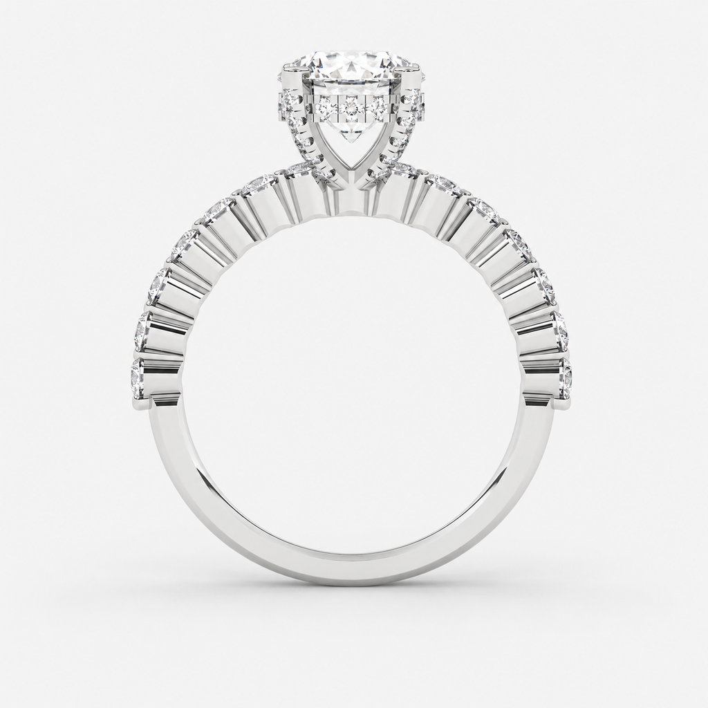 Round Diamond Engagement Ring Platinum Labgrown 2.10 Ct Solitaire with side Diamond