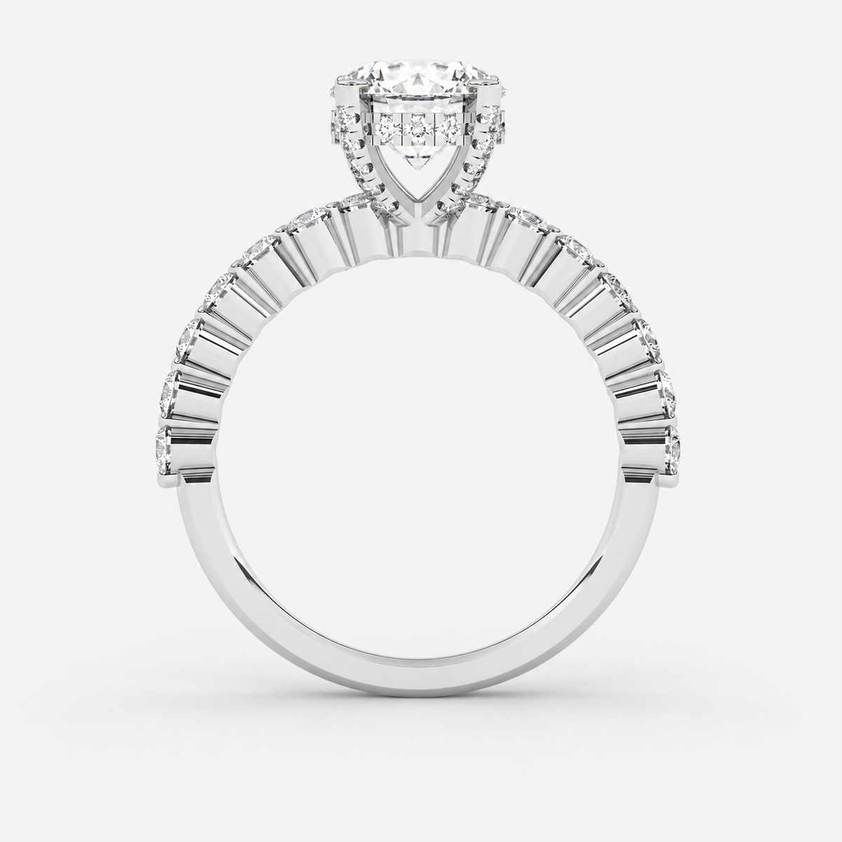 Round Diamond Engagement Ring Platinum Labgrown 2.10 Ct Solitaire with side Diamond