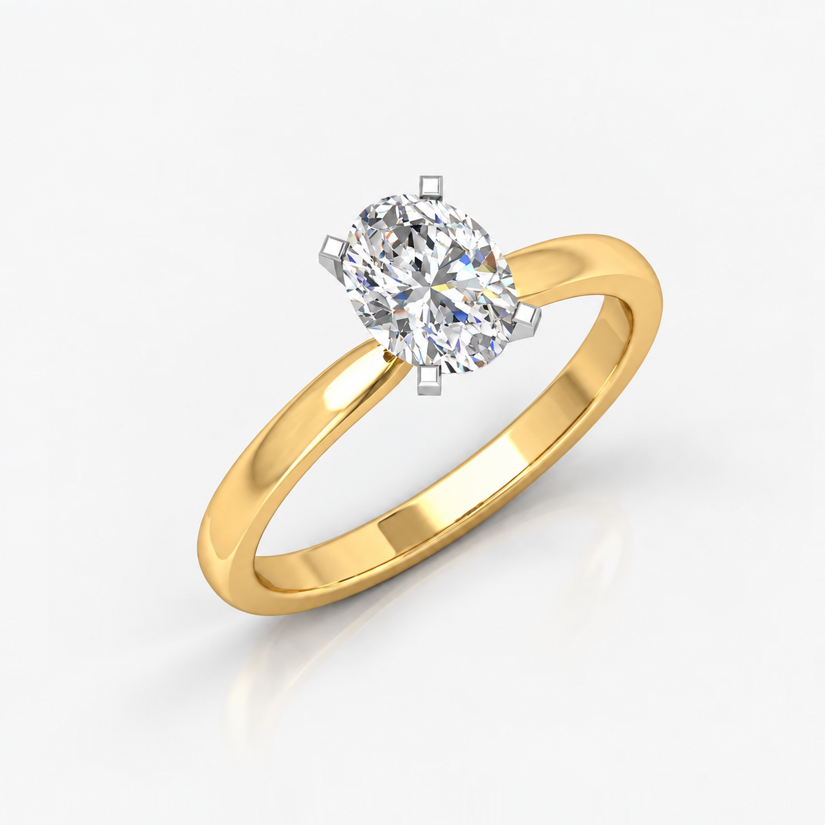 IGI Certified Oval Diamond Solitaire Engagement Ring in Gold & Platinum