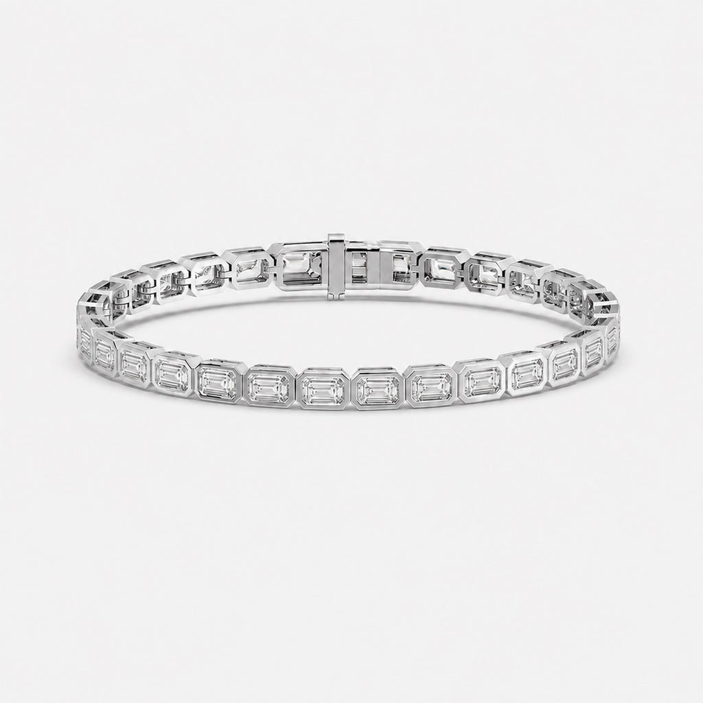 Emerald Diamond Bezel Setting Classic Tennis Bracelet-10.00 Carat 9k Gold