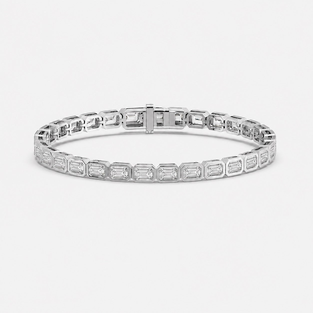 Emerald Diamond Bezel Setting Classic Tennis Bracelet-10.00 Carat 9k Gold