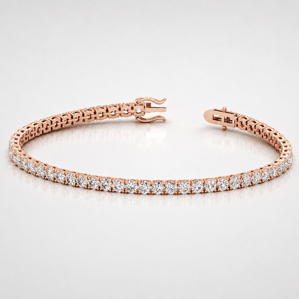 Natural 5.00 Carat Round Diamond 4-Prong Tennis Bracelet Gold & Platinum