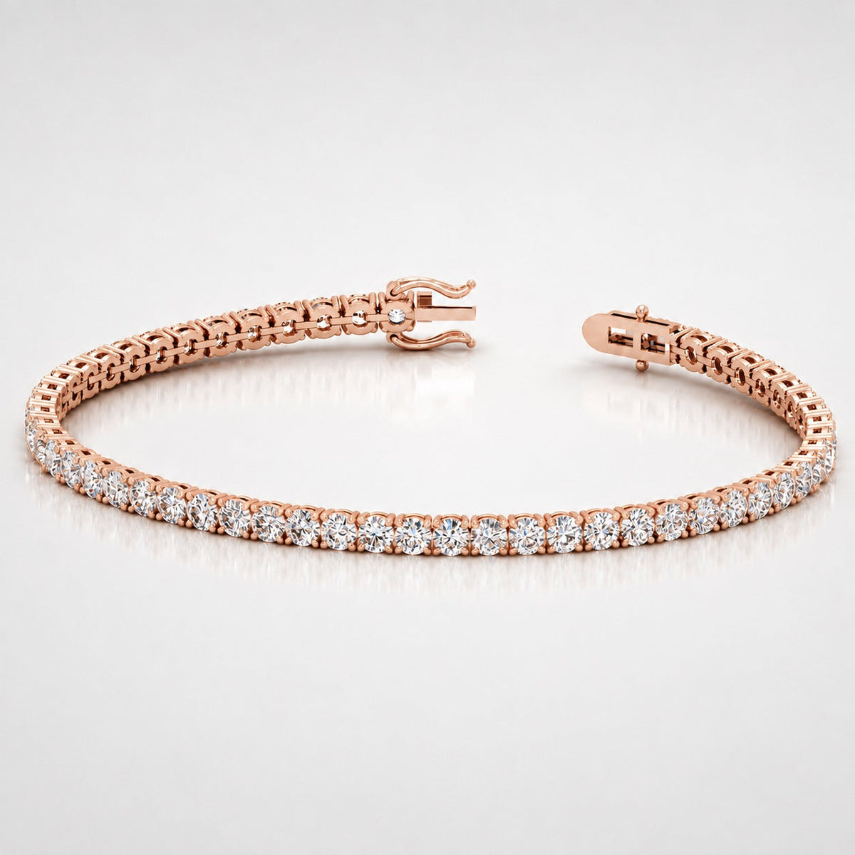 5.00ct Round Diamond Tennis Bracelet - 9K Rose Gold / 18K Rose Gold