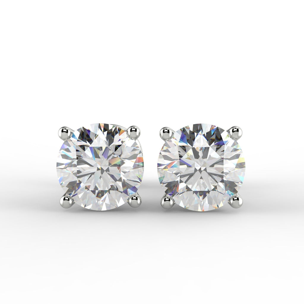 GIA Certified Natural 1.01 Carat Round Earth Mined Diamond Stud Earring In 18k White Gold