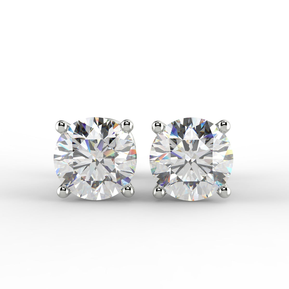 GIA Certified Natural 1.01 Carat Round Earth Mined Diamond Stud Earring In 18k White Gold