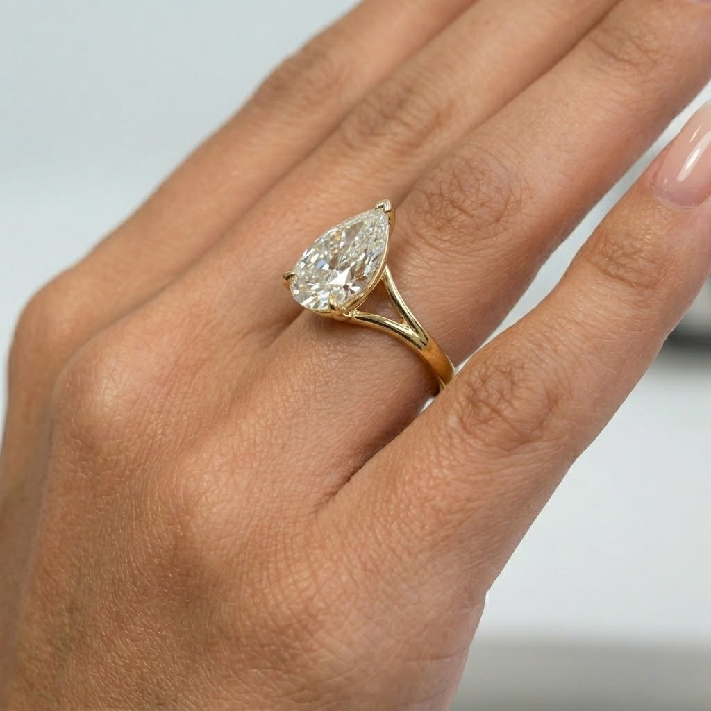 Clearance 5.00CT IGI Certified Lab Grown Pear Diamond Solitaire Engagement Ring