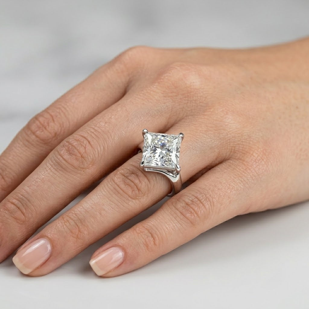 IGI Certified 10.00CT F/VS Princess Lab Grown Diamond Solitaire Engagement Ring in Platinum