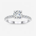 IGI Certified Lab Grown Classic Round Brilliant Cut Diamond Engagement Ring with a Pavé Band in Gold & Platinum – 1–5Ct