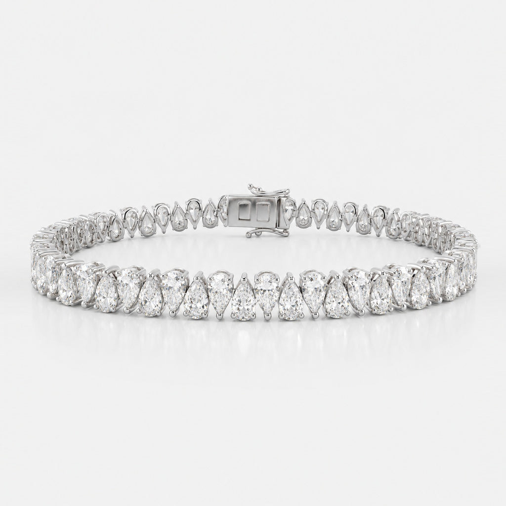 Zig-Zag Pear Lab-Grown Diamond Tennis Bracelet in Gold & Platinum (10–30ct)