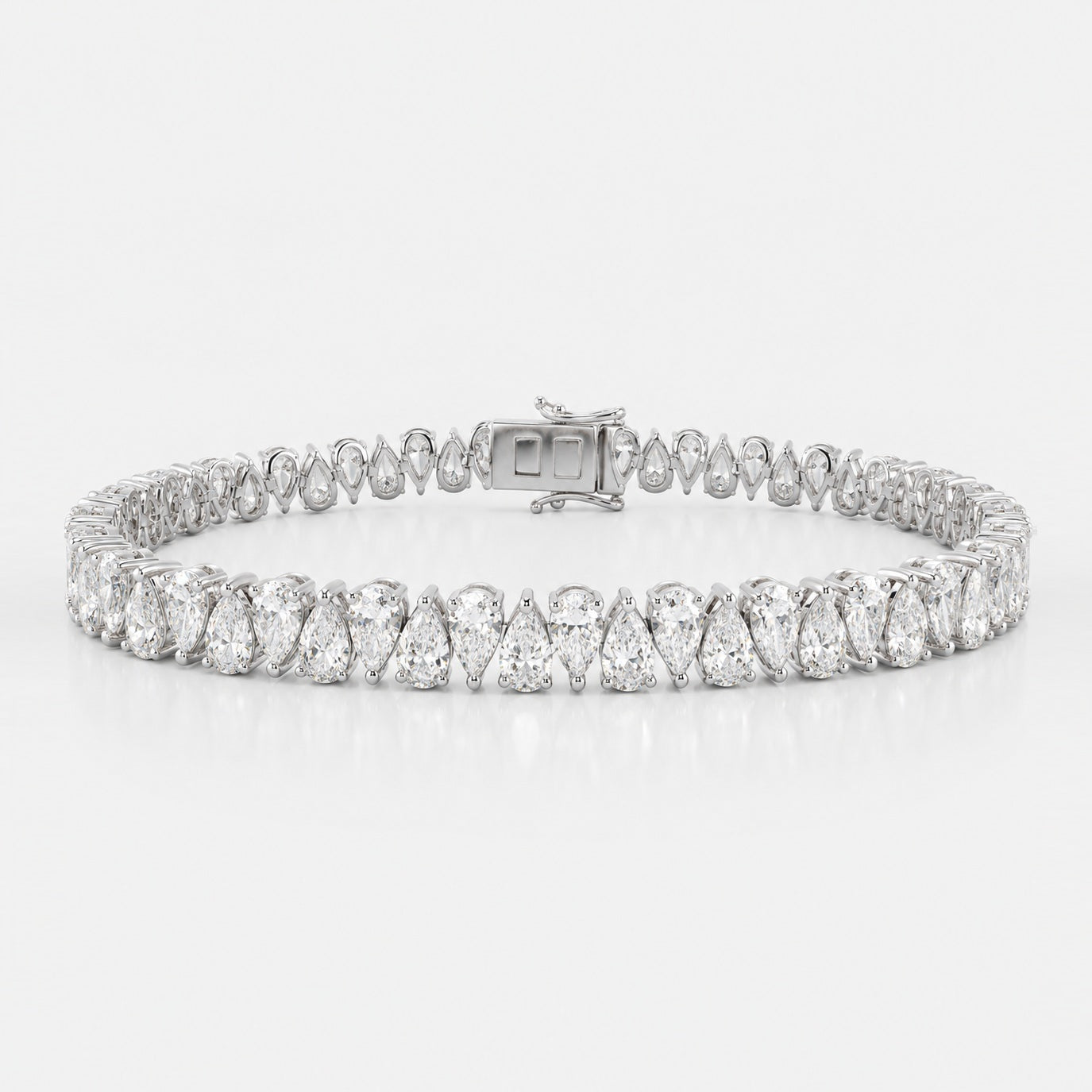 Zig-Zag Pear Lab-Grown Diamond Tennis Bracelet in Gold & Platinum (10–30ct)