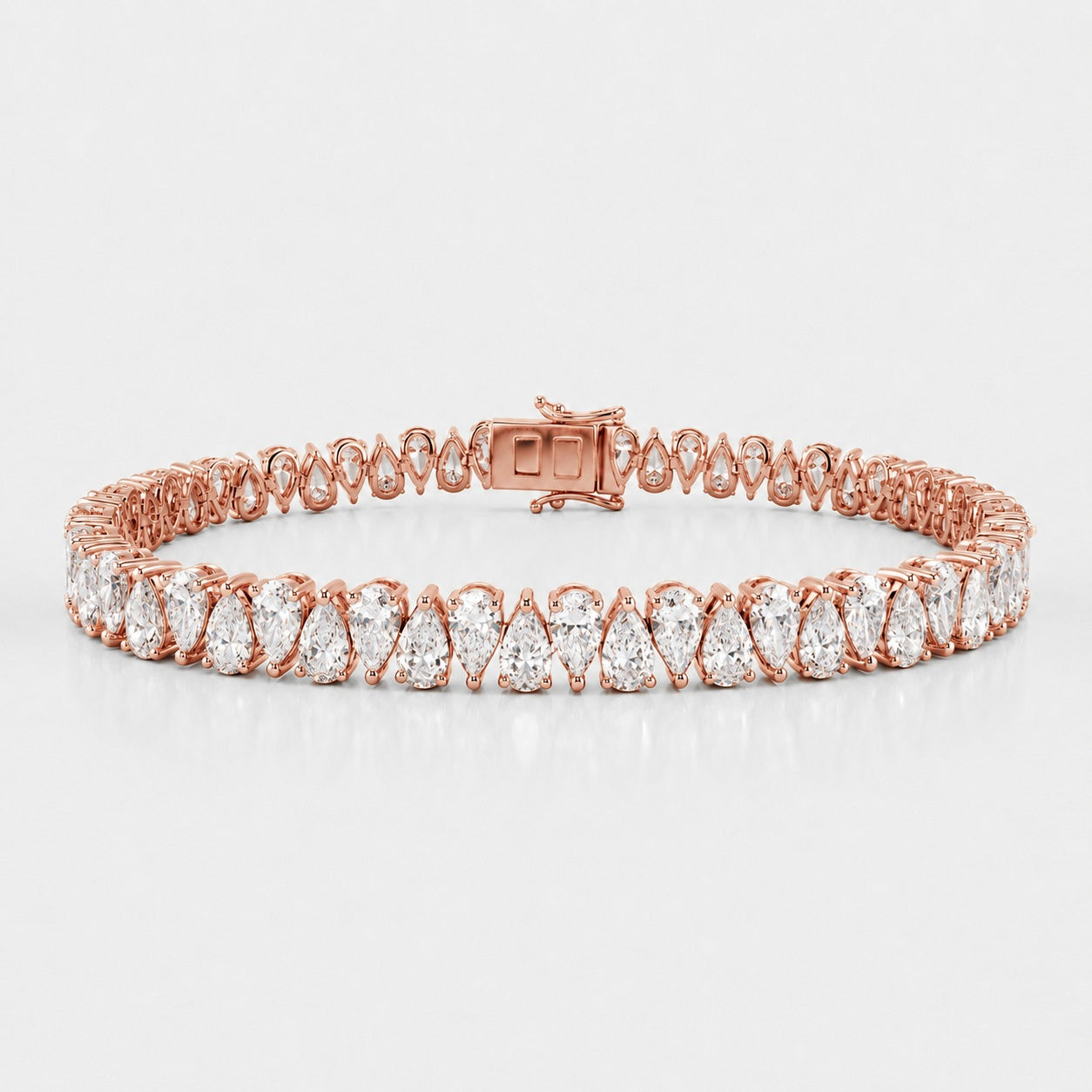 Zig-Zag Pear Lab-Grown Diamond Tennis Bracelet in Gold & Platinum (10–30ct)