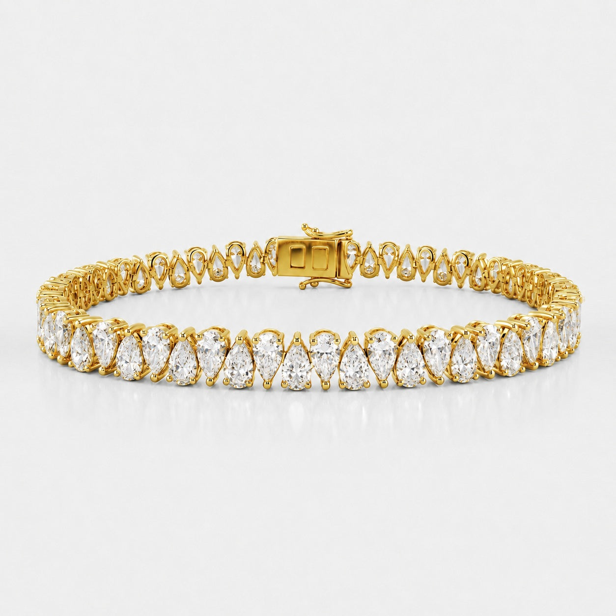 Zig-Zag Pear Lab-Grown Diamond Tennis Bracelet in Gold & Platinum (10–30ct)
