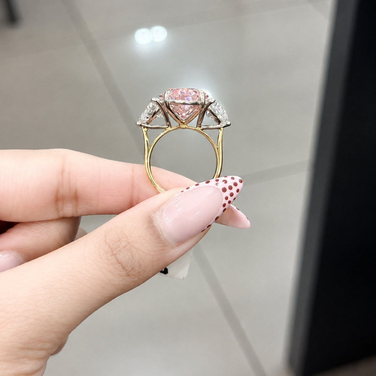 11.00ct Fancy Pink Oval & Heart Lab Diamond Trilogy Ring in 18k Gold