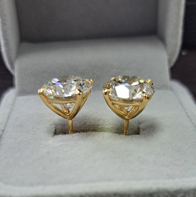 CERTIFIED F-G/VS 10.00Carat Huge ROUND DIAMOND STUD EARRINGS IN 18k YELLOW GOLD