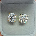 IGI CERTIFIED 10.00Carat Huge ROUND DIAMOND STUD EARRINGS IN 18k YELLOW GOLD