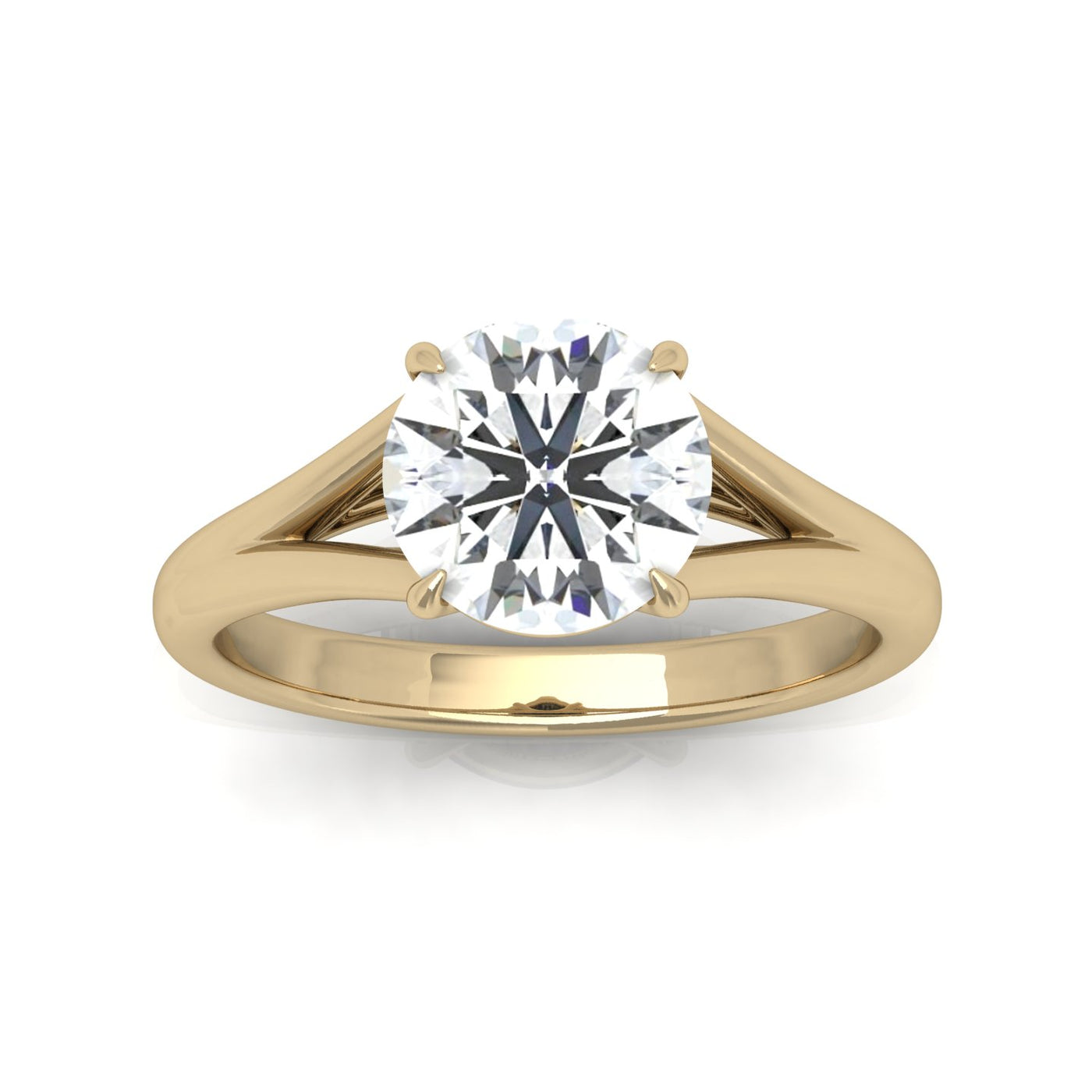 Classic Round Diamond Split Shank Solitaire Engagement Ring