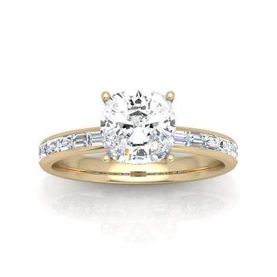 Classic Hidden Halo Channel Set Engagement Ring - Cushion