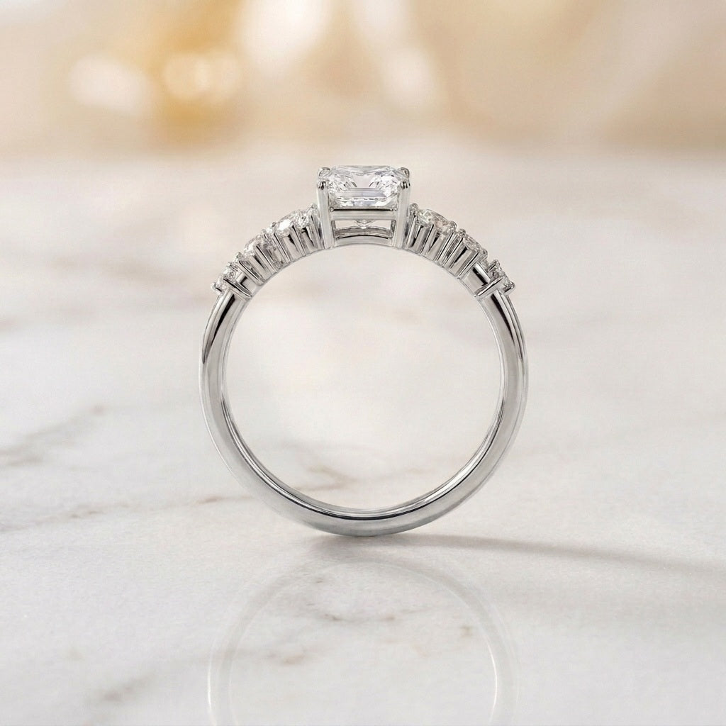 IGI Certified Oval Lab Diamond Designer Engagement Ring - E/VS