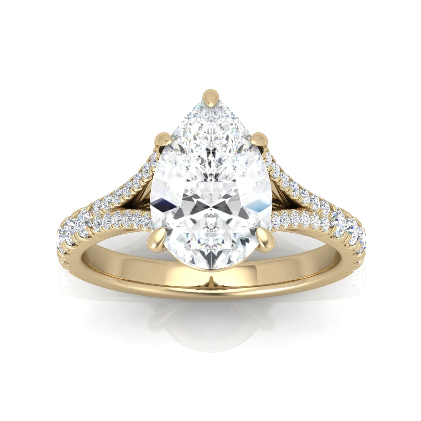 Julie Pear Diamond Split Shank Engagement Ring