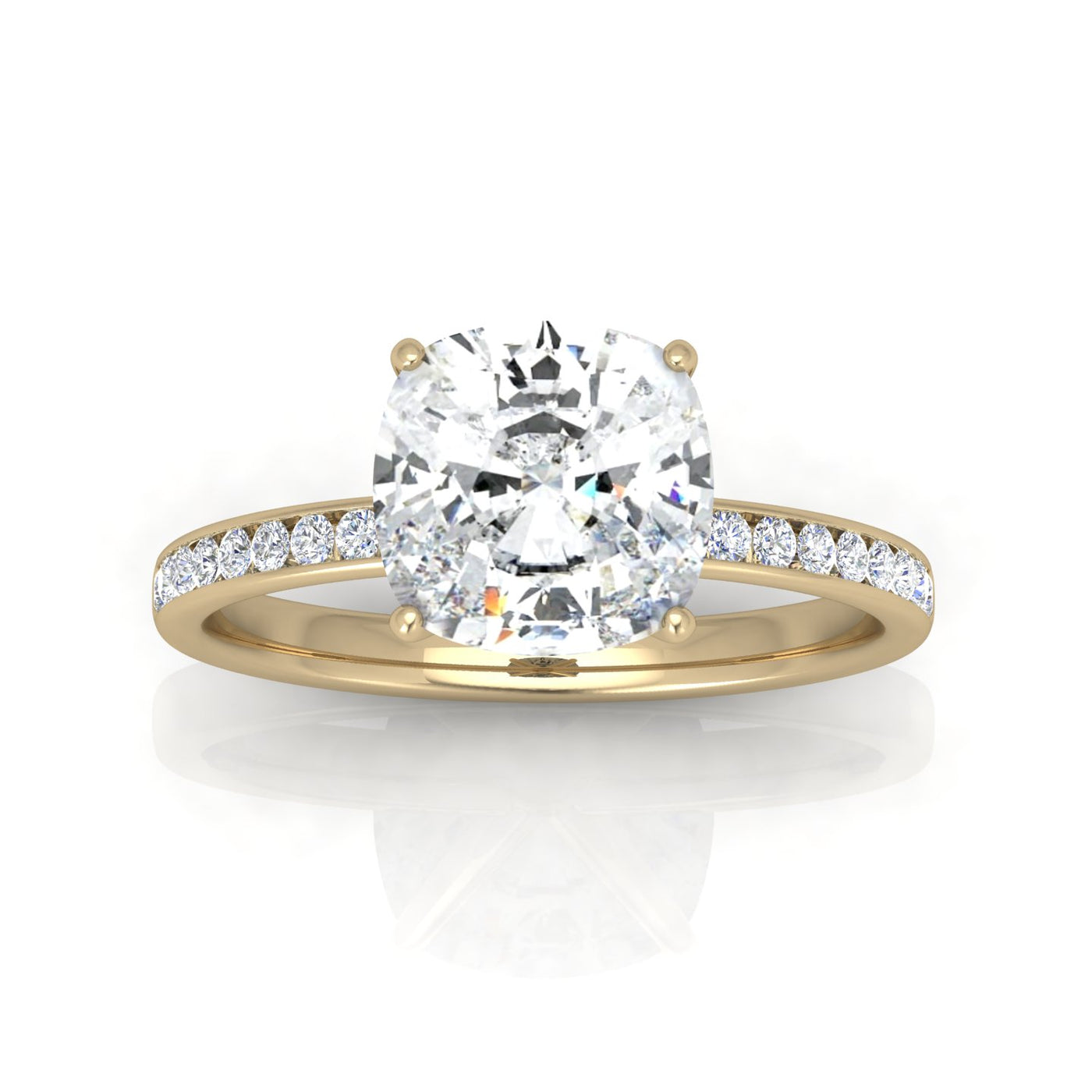 Channel Set Cushion Diamond Engagement Ring