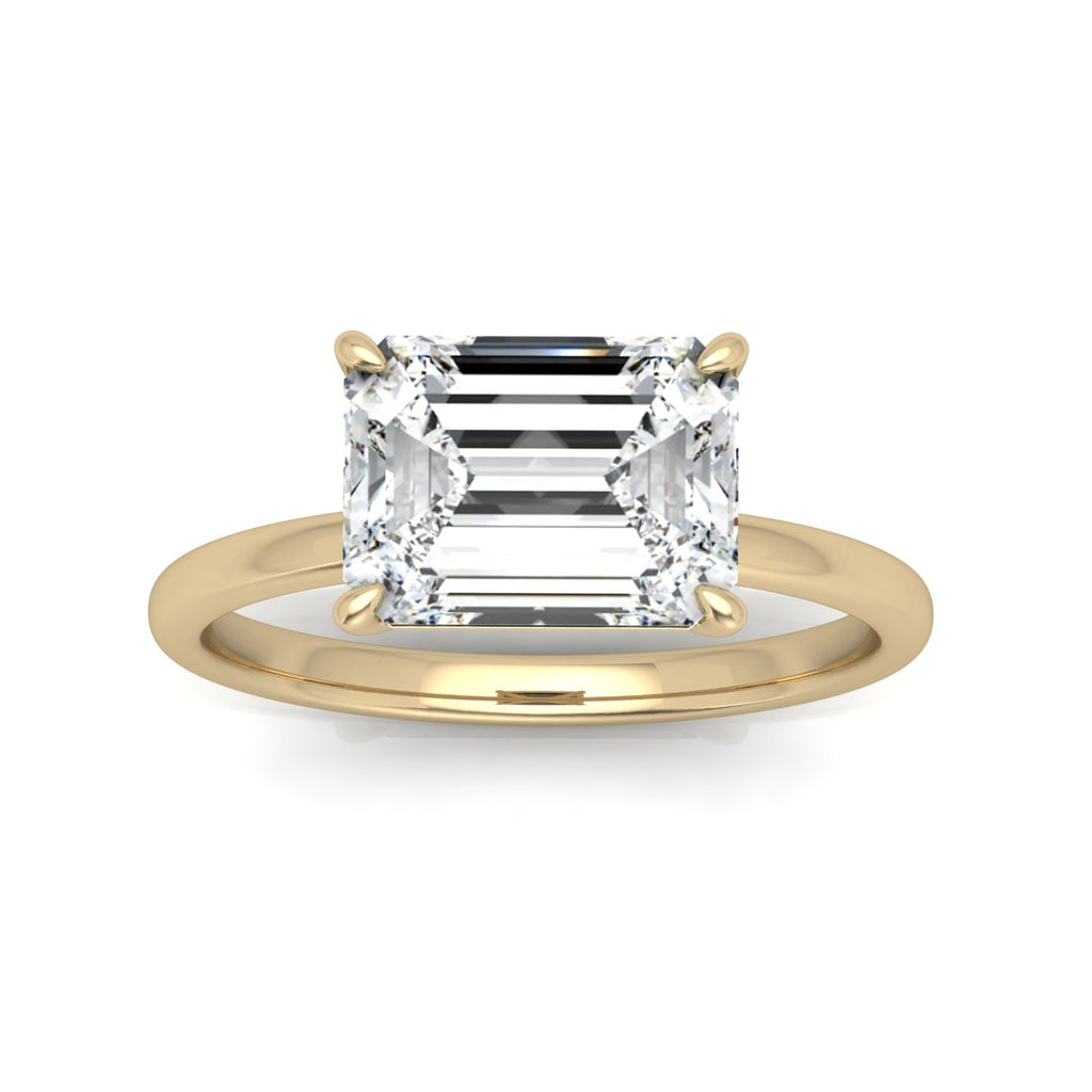Classic East-West Solitaire Engagement Ring - Emerald