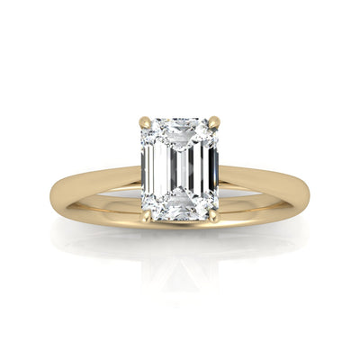 Emerald Diamond Cathedral Solitaire Ring