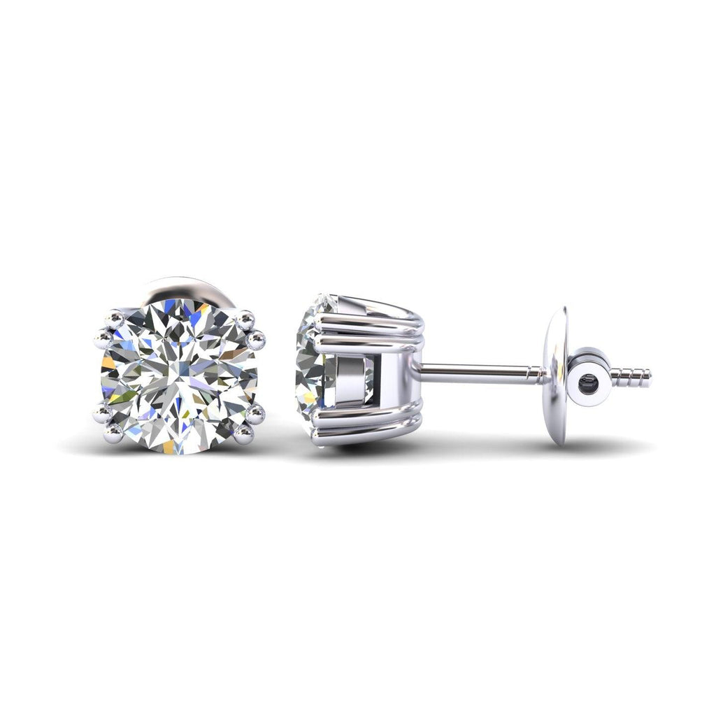 Certified D/VS 2.00Ct Round Diamond Stud Earrings in 18k Gold / Platinum