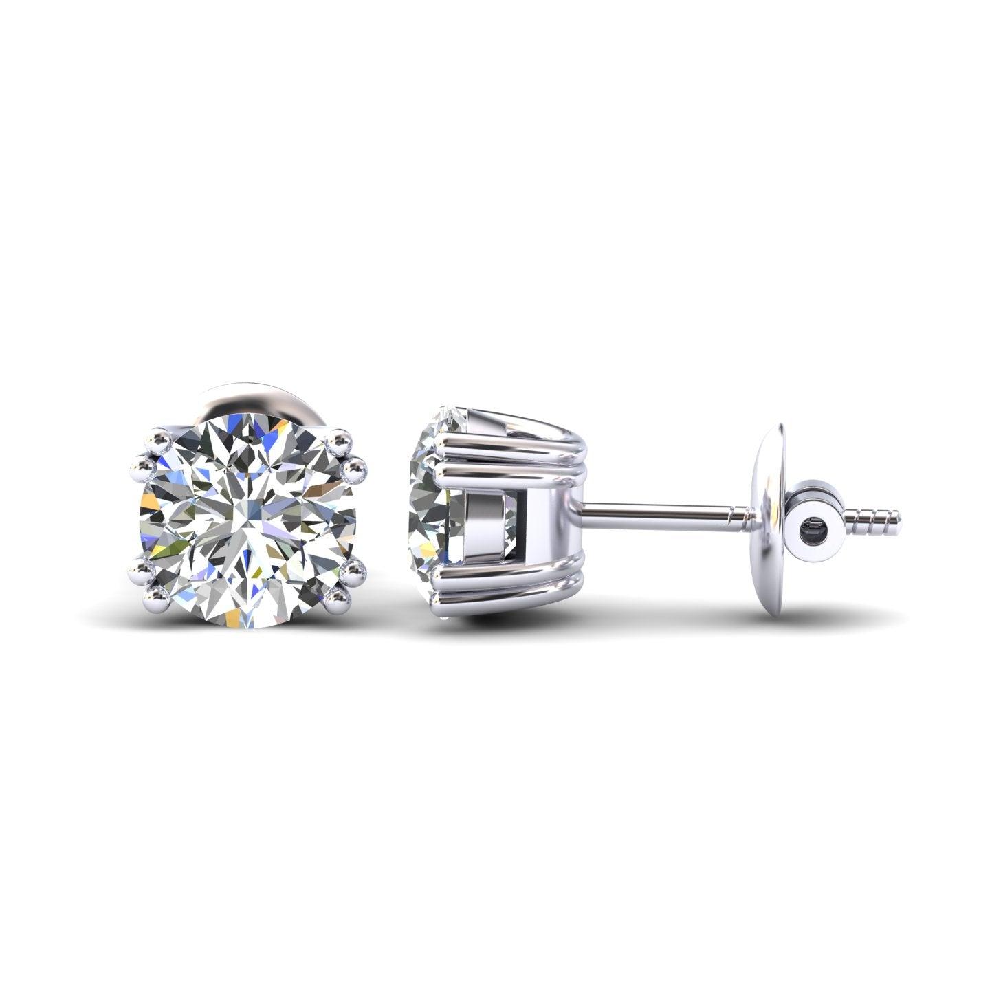 Certified D/VS 2.00Ct Round Diamond Stud Earrings in 18k Gold / Platinum