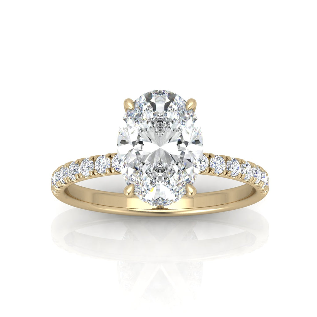 Classic Hidden Halo Pave Set Engagement Ring - Oval