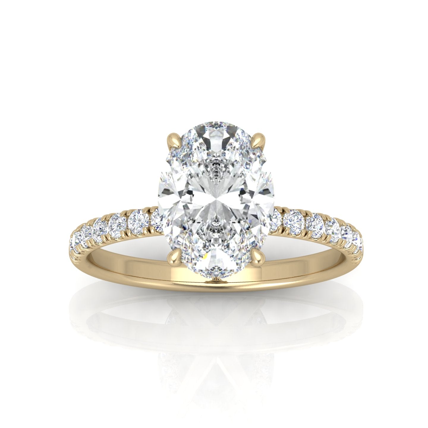 Classic Hidden Halo Pave Set Engagement Ring - Oval