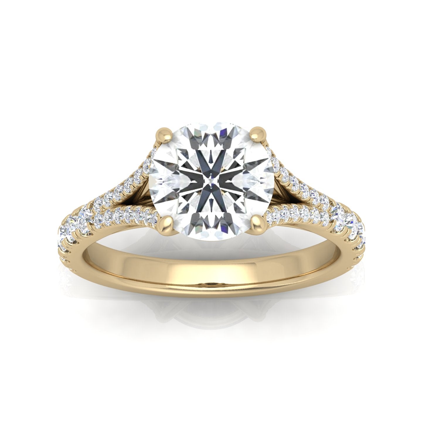 Julie Round Diamond Split Shank Engagement Ring