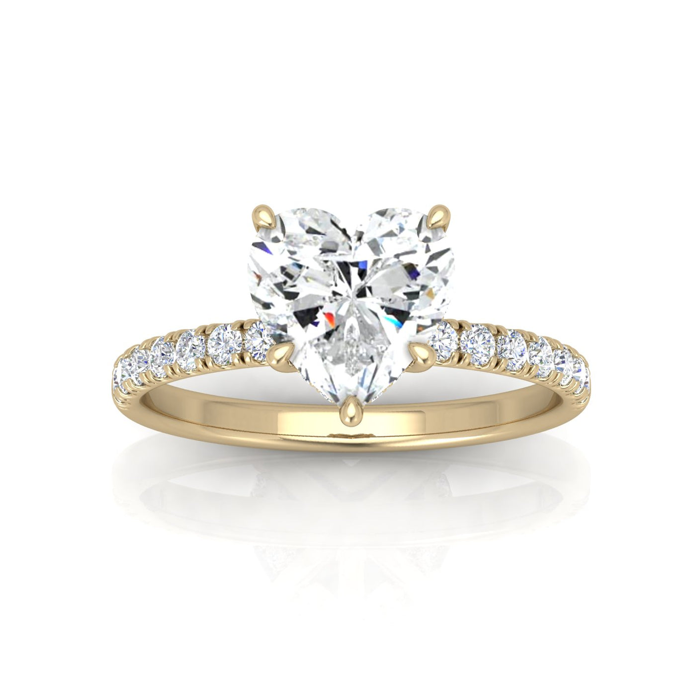 Classic Hidden Halo Pave Set Engagement Ring - Heart