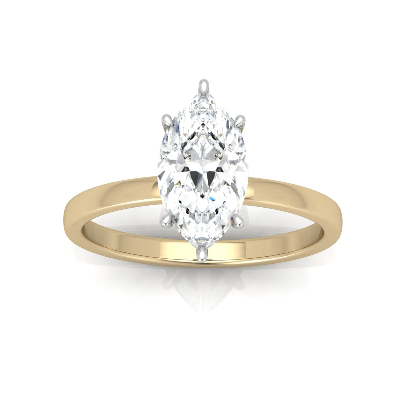 Classic Solitaire Hidden Halo Engagement Ring Marquise